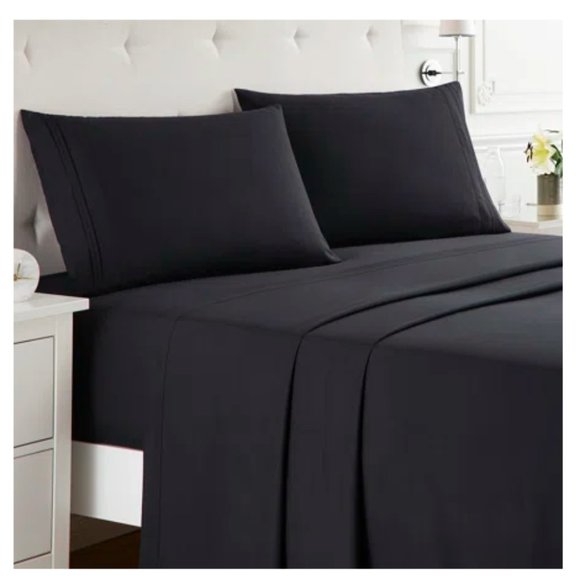 Light-Weight Microfiber Sheet Set - Queen, Black - Picture 2 of 3